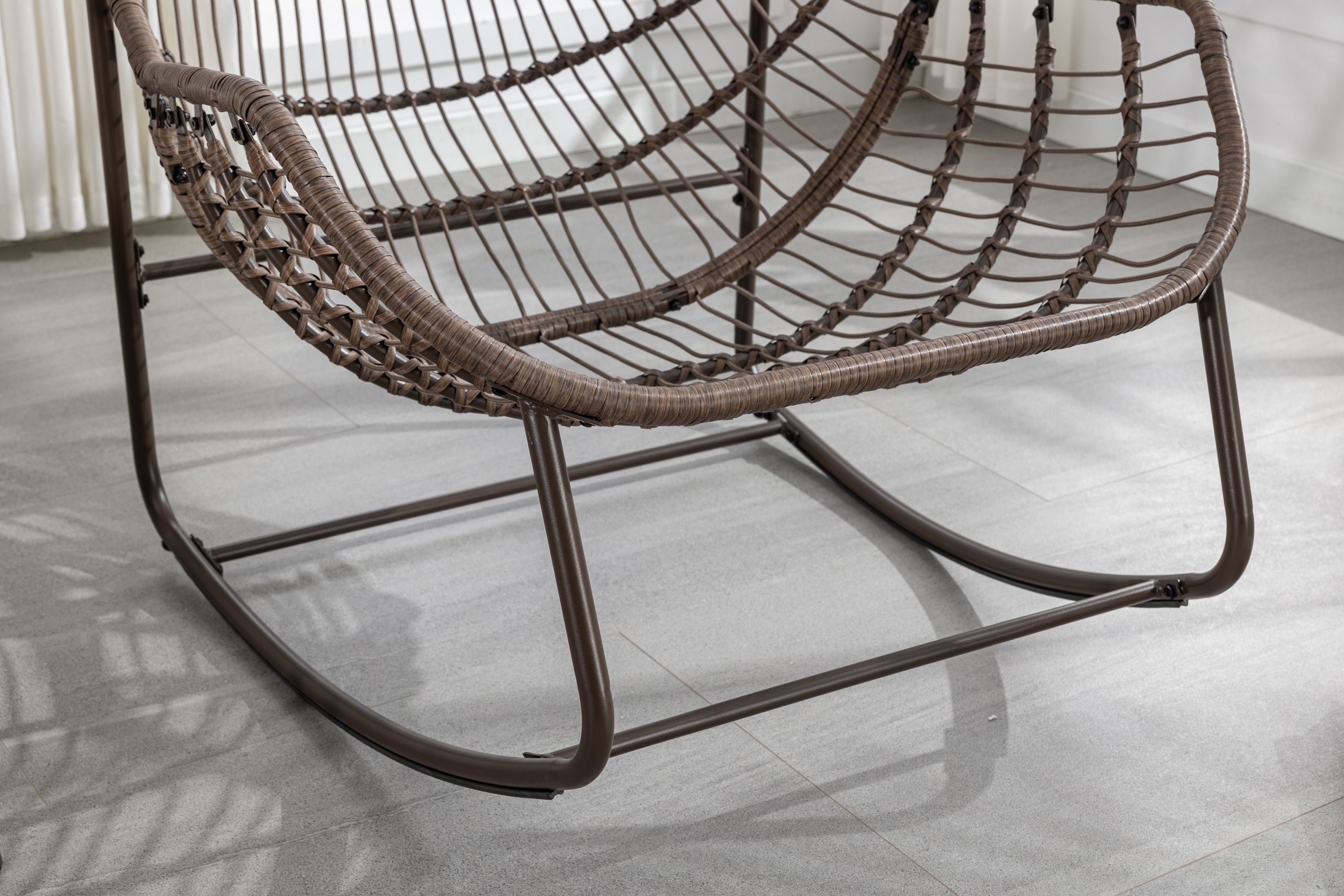 Outdoor Rattan Rocking Chair, White