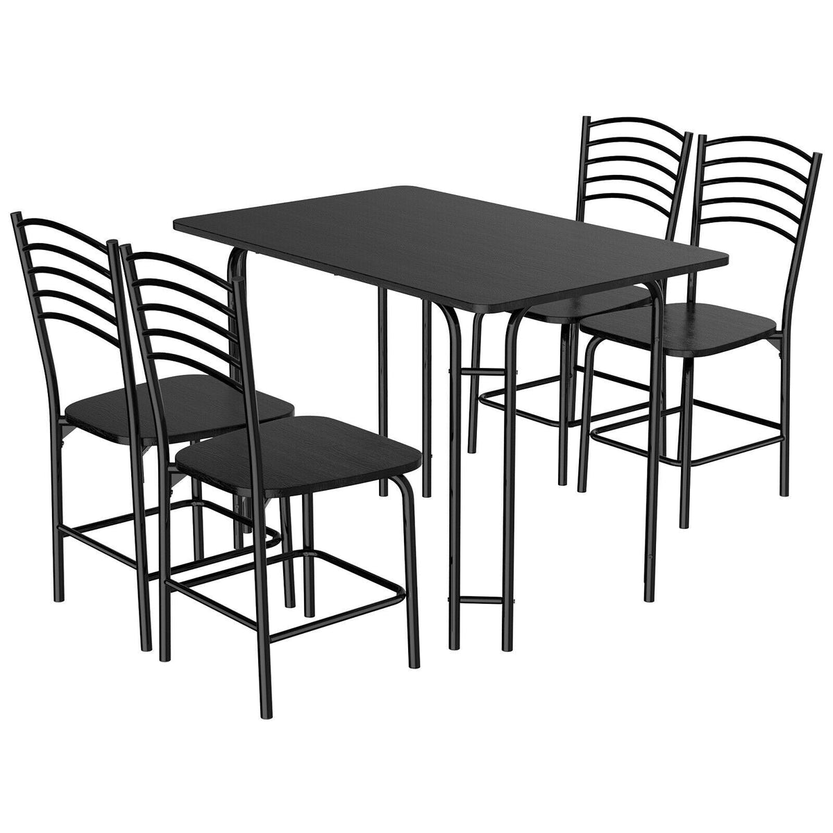 5 Piece Wooden Rectangular Dining Table Set