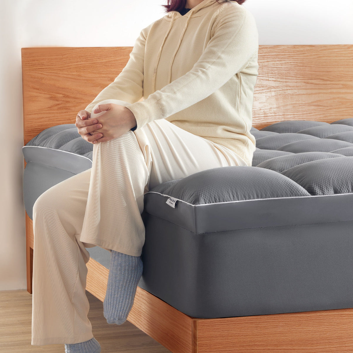 Extra Fluffy Mattress Pad Deep Pockets - Grey