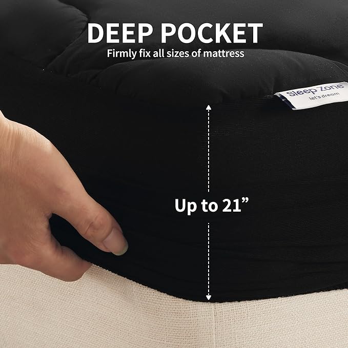 Premium Cooling Mattress Pad - Black