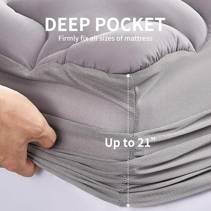 Premium Cooling Mattress Pad - Grey