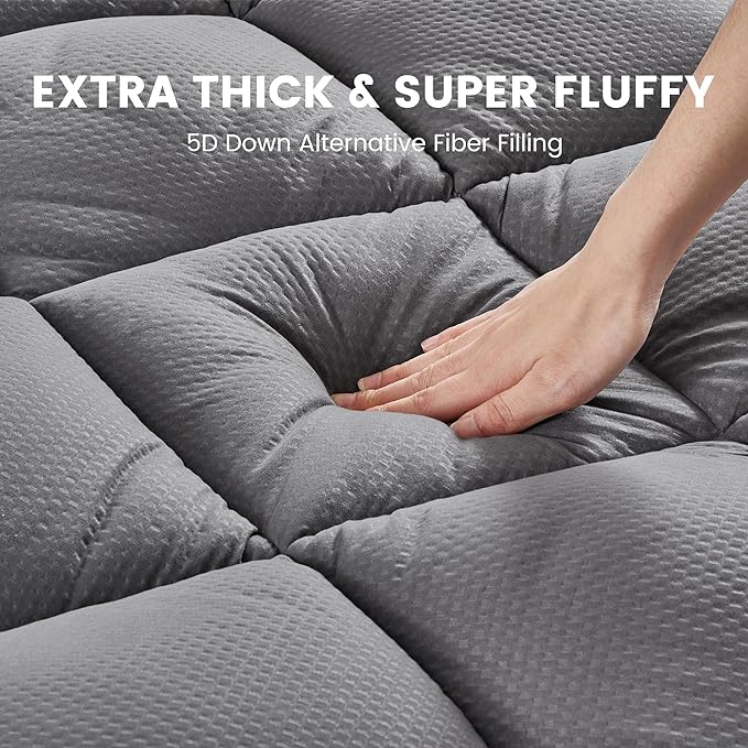 Extra Thick Mattress Pad for Back Pain - Grey