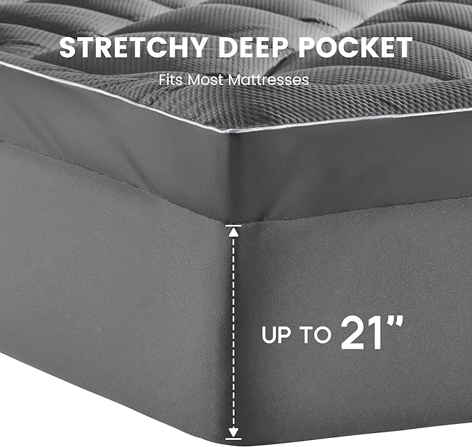 Extra Thick Mattress Pad for Back Pain - Grey