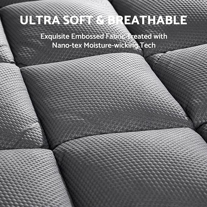 Extra Thick Mattress Pad for Back Pain - Grey