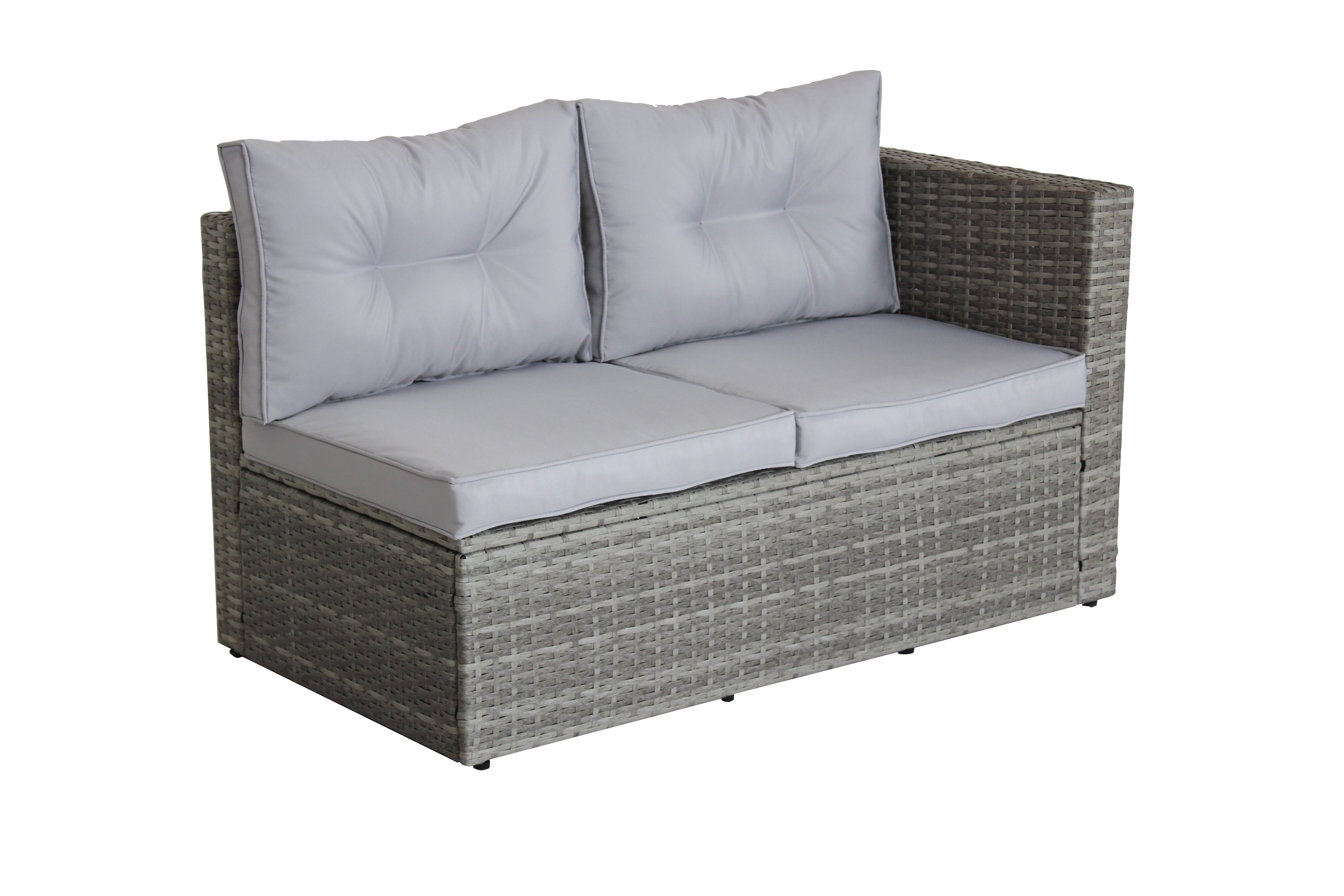 4 Piece Patio Sectional Sofa Set with Storage Box - Grey