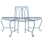 Half-Circle, Outdoor Patio Garden Tree Bench - Antique Blue