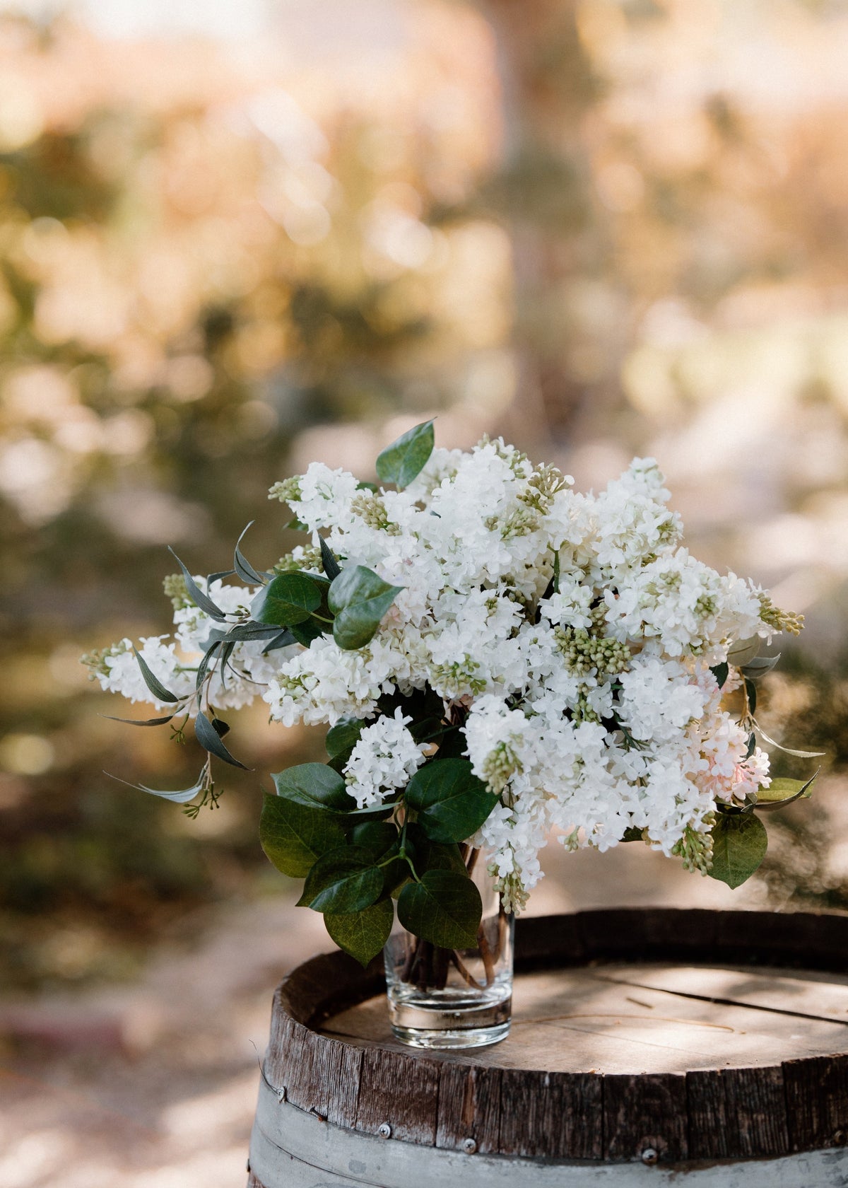 Premium Artificial Blooming Lilac Branch in White - 26"