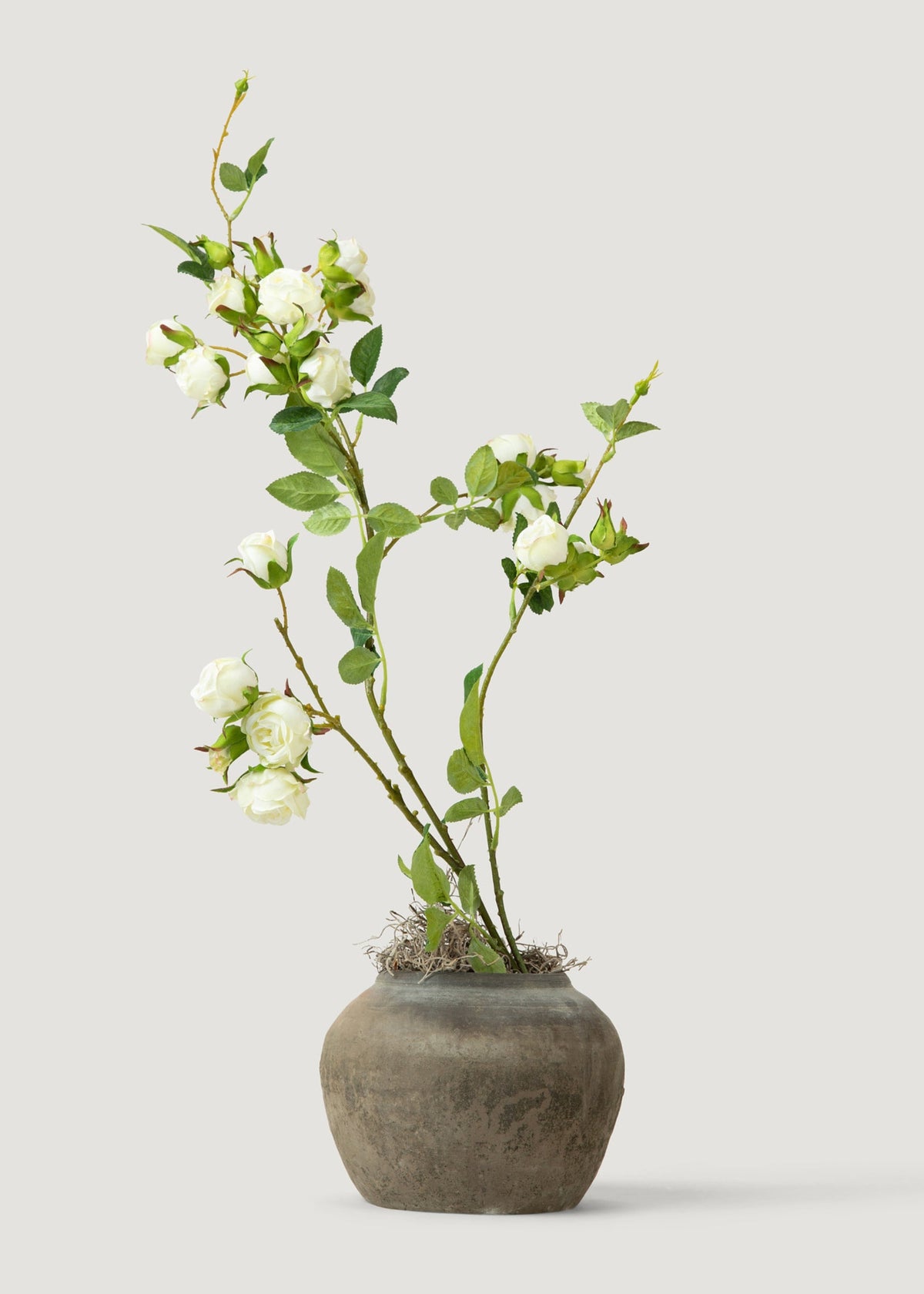 Tall Artificial Rose Branch in Cream White - 44"