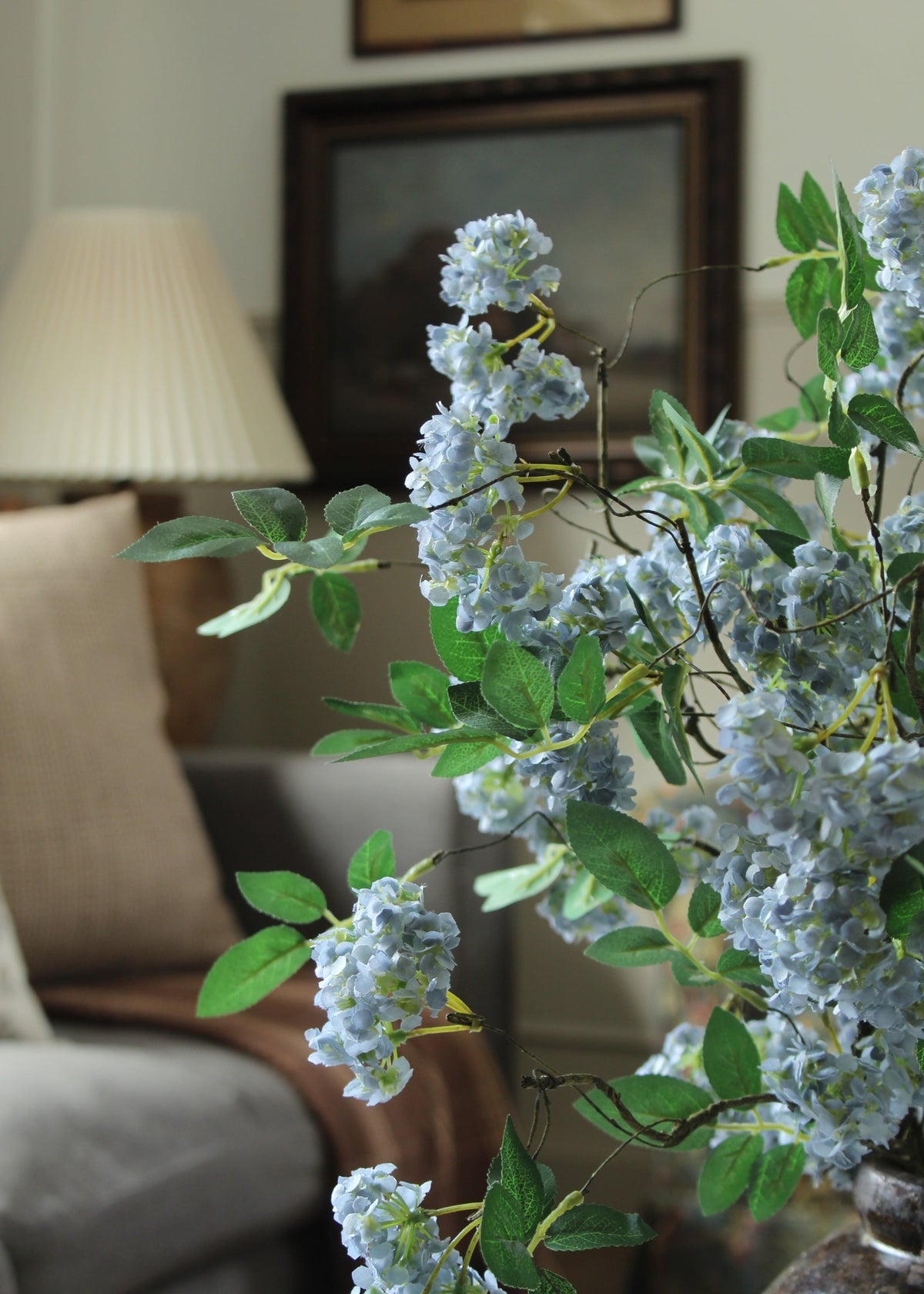 Artificial Spring Blossom Flower Branch in Blue - 41"