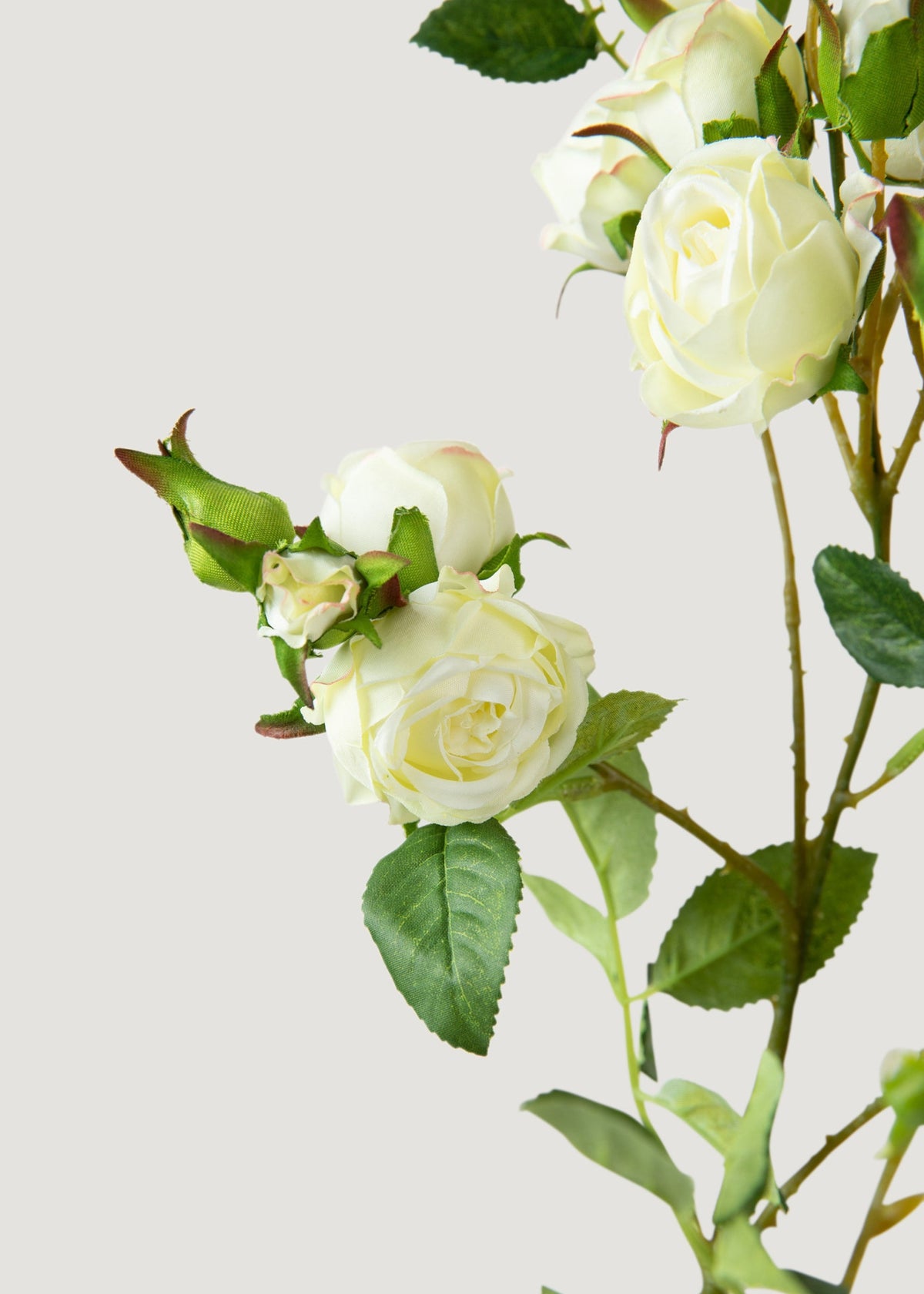 Tall Artificial Rose Branch in Cream White - 44"