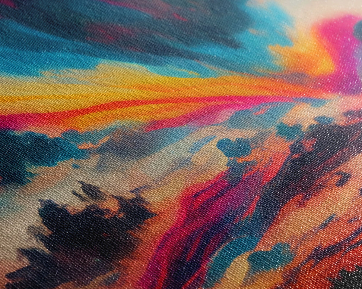 Psychedelic Sunset, 3 piece Canvas Print Wall Art