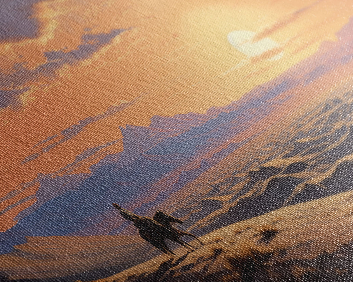 Cowboy Wall Art, Sunset Print, Canvas Print, 3 Piece Wall Art