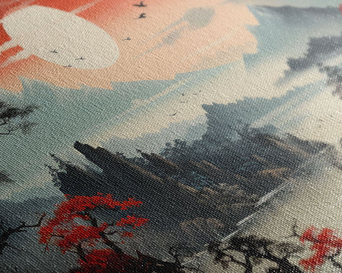 Japanese Wall Art, Mountains Print, Canvas Print, 3 Piece