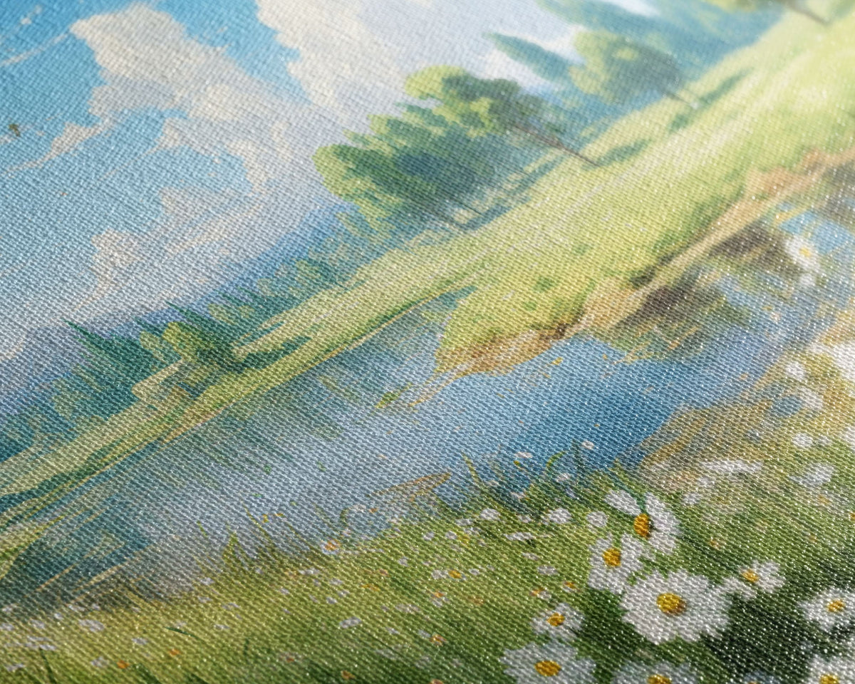 Beautiful Spring Meadow Landscape Painting 3 Piece Set, Wall Art