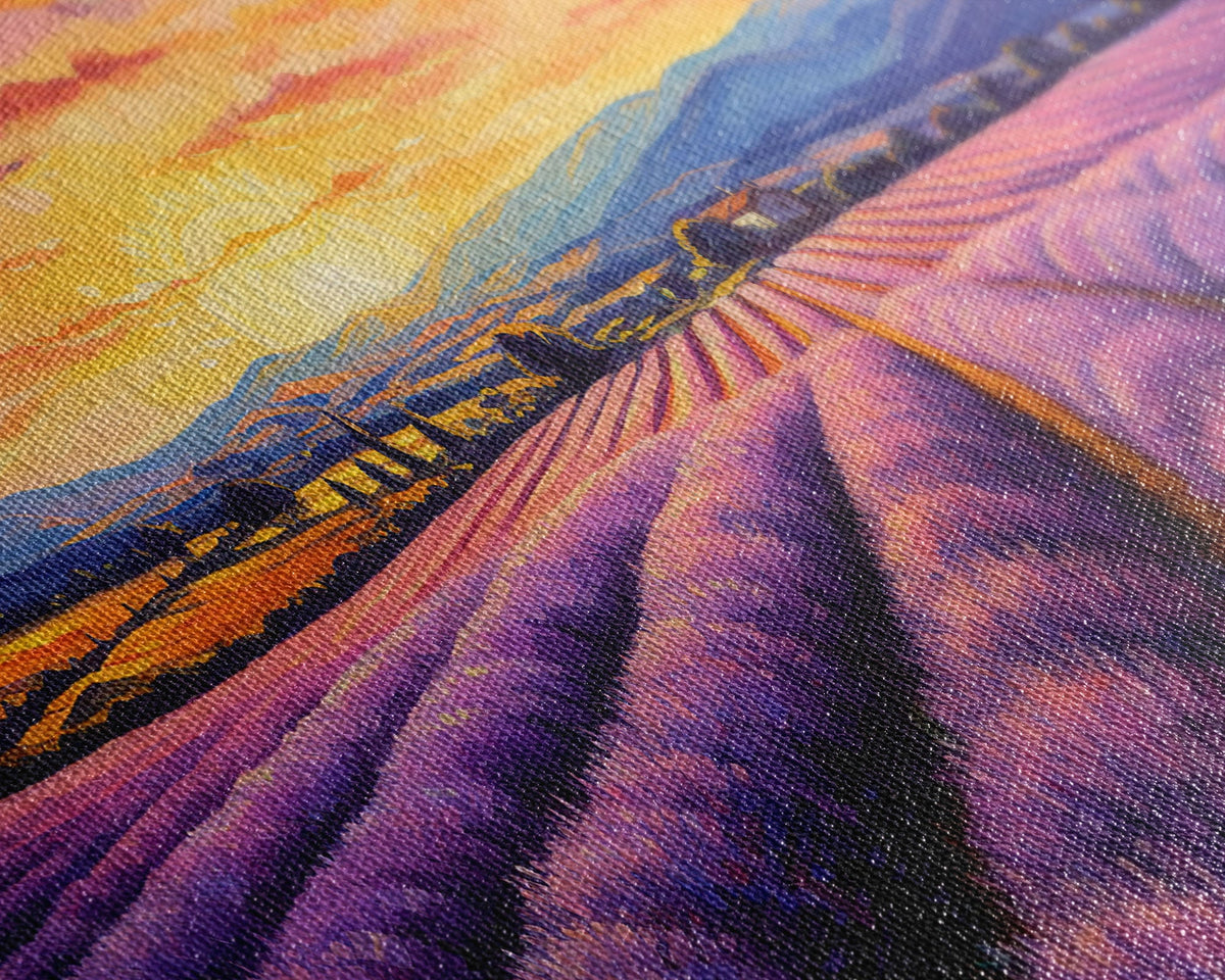 Purple Lavender Fields, 3 Piece Wall Art, Framed Canvas Print