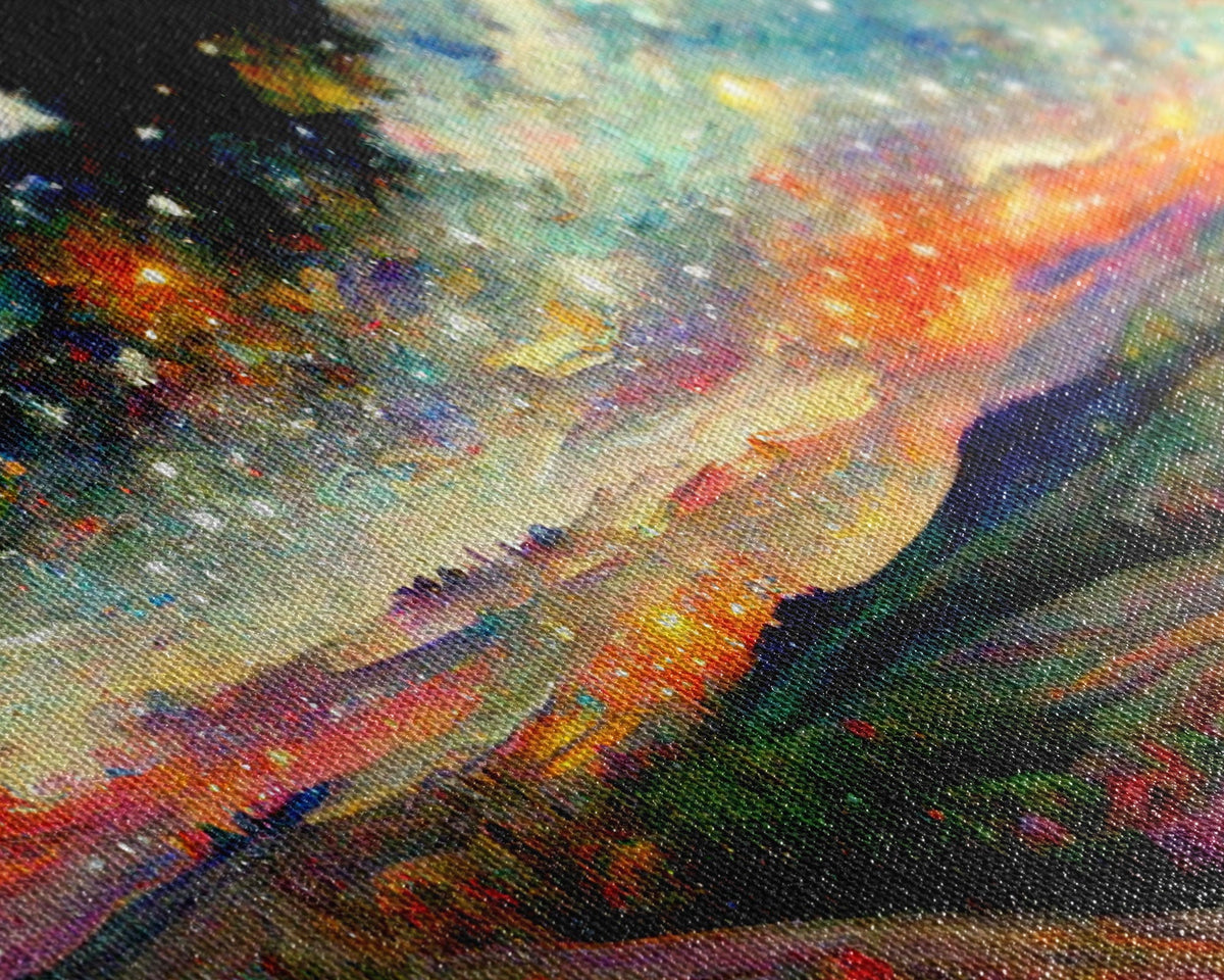 Night Starry Sky Landscape, 3 Piece Wall Art, Ready To Hang Canvas Print