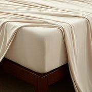 100% Microfiber Jersey Knit Sheet Set with Pillowcases - Beige