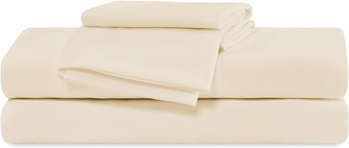 100% Microfiber Jersey Knit Sheet Set with Pillowcases - Beige