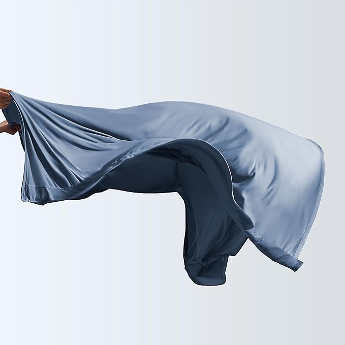 100% Microfiber Jersey Knit Sheet Set with Pillowcases - Stone Blue