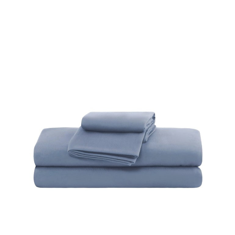 100% Microfiber Jersey Knit Sheet Set with Pillowcases - Stone Blue