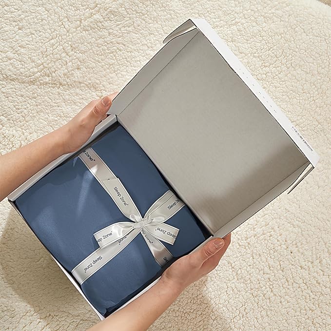 100% Microfiber Jersey Knit Sheet Set with Pillowcases - Stone Blue