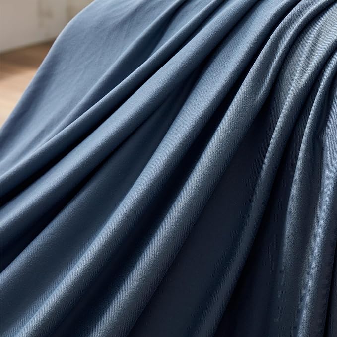 100% Microfiber Jersey Knit Sheet Set with Pillowcases - Stone Blue