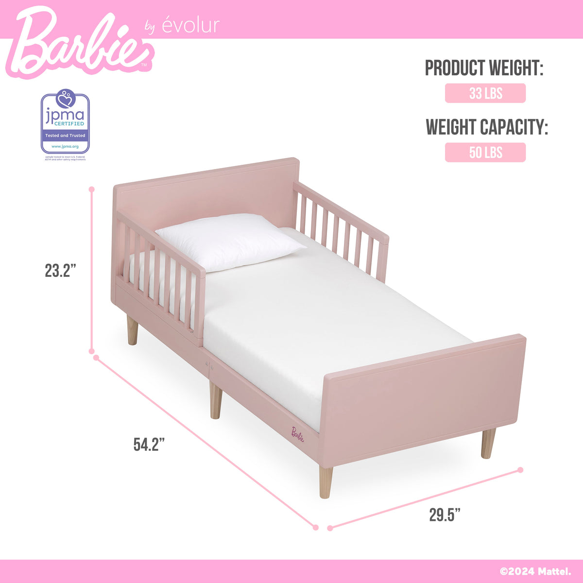 Barbie By Evolur Los Altos Toddler Bed