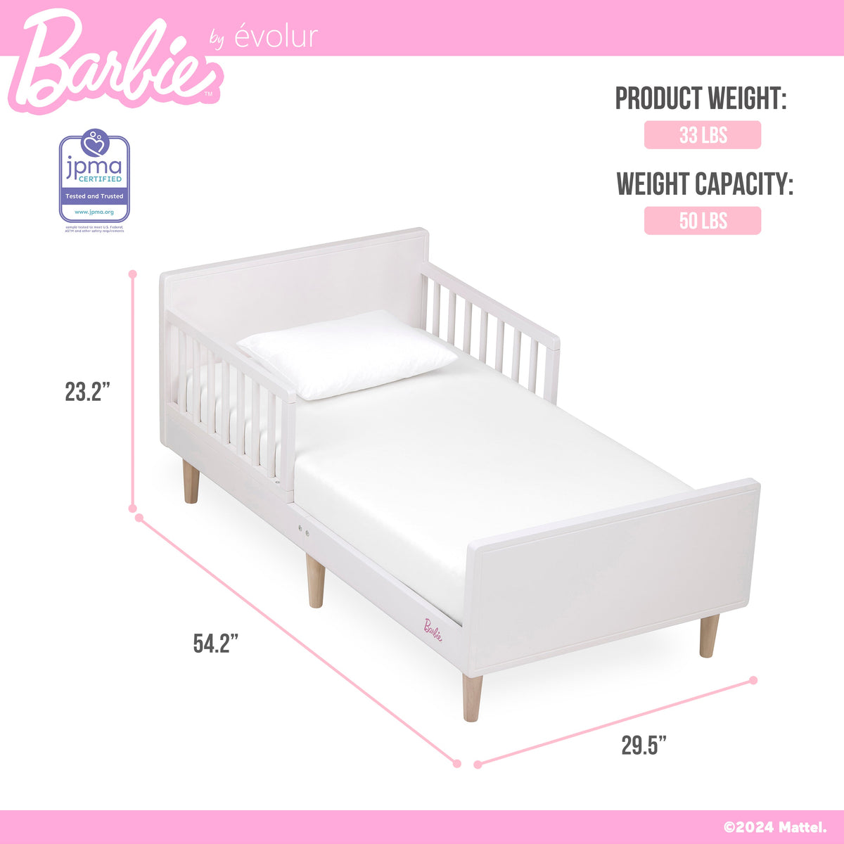 Barbie By Evolur Los Altos Toddler Bed