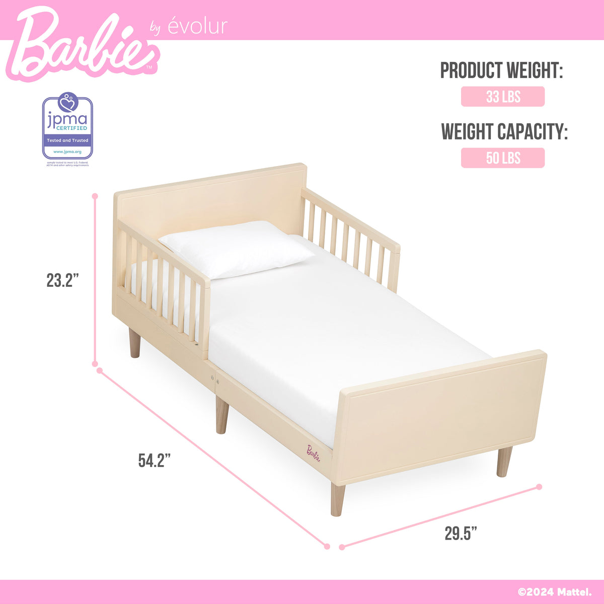 Barbie By Evolur Los Altos Toddler Bed