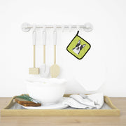 Lime Checkered Boston Terrier Pot Holders - Set of 2