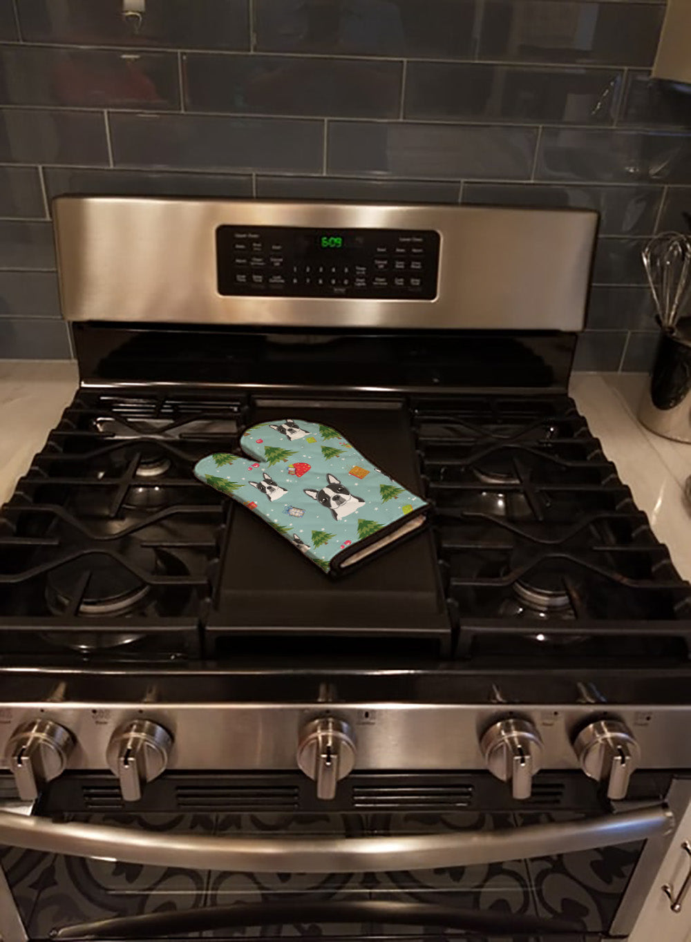 Christmas Boston Terrier - Oven Mitt