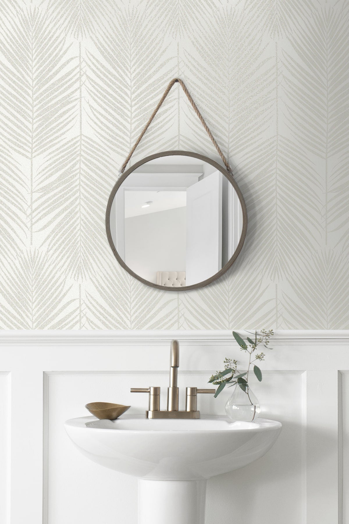 Persei Palm Glass Beaded Botanical Unpasted Wallpaper