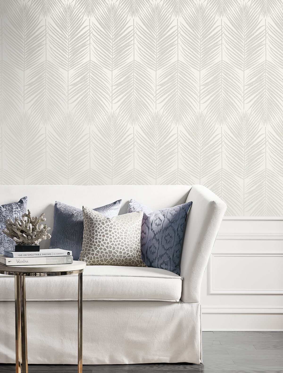 Persei Palm Glass Beaded Botanical Unpasted Wallpaper