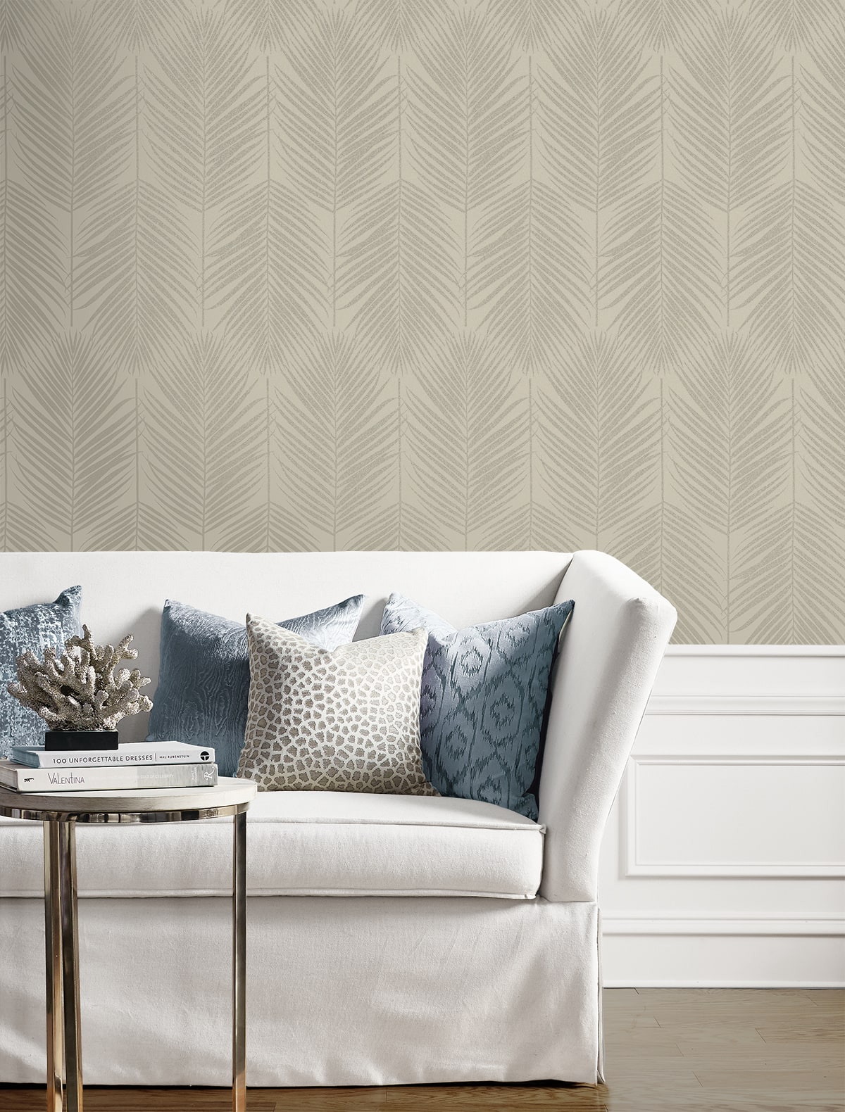 Persei Palm Glass Beaded Botanical Unpasted Wallpaper