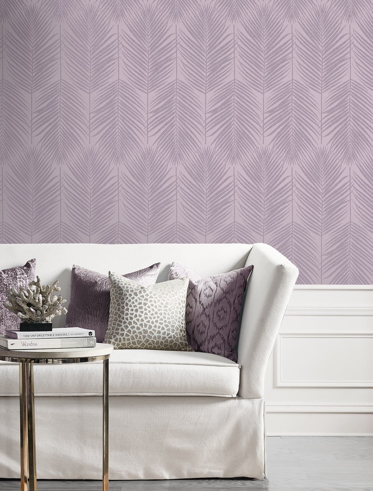Persei Palm Glass Beaded Botanical Unpasted Wallpaper