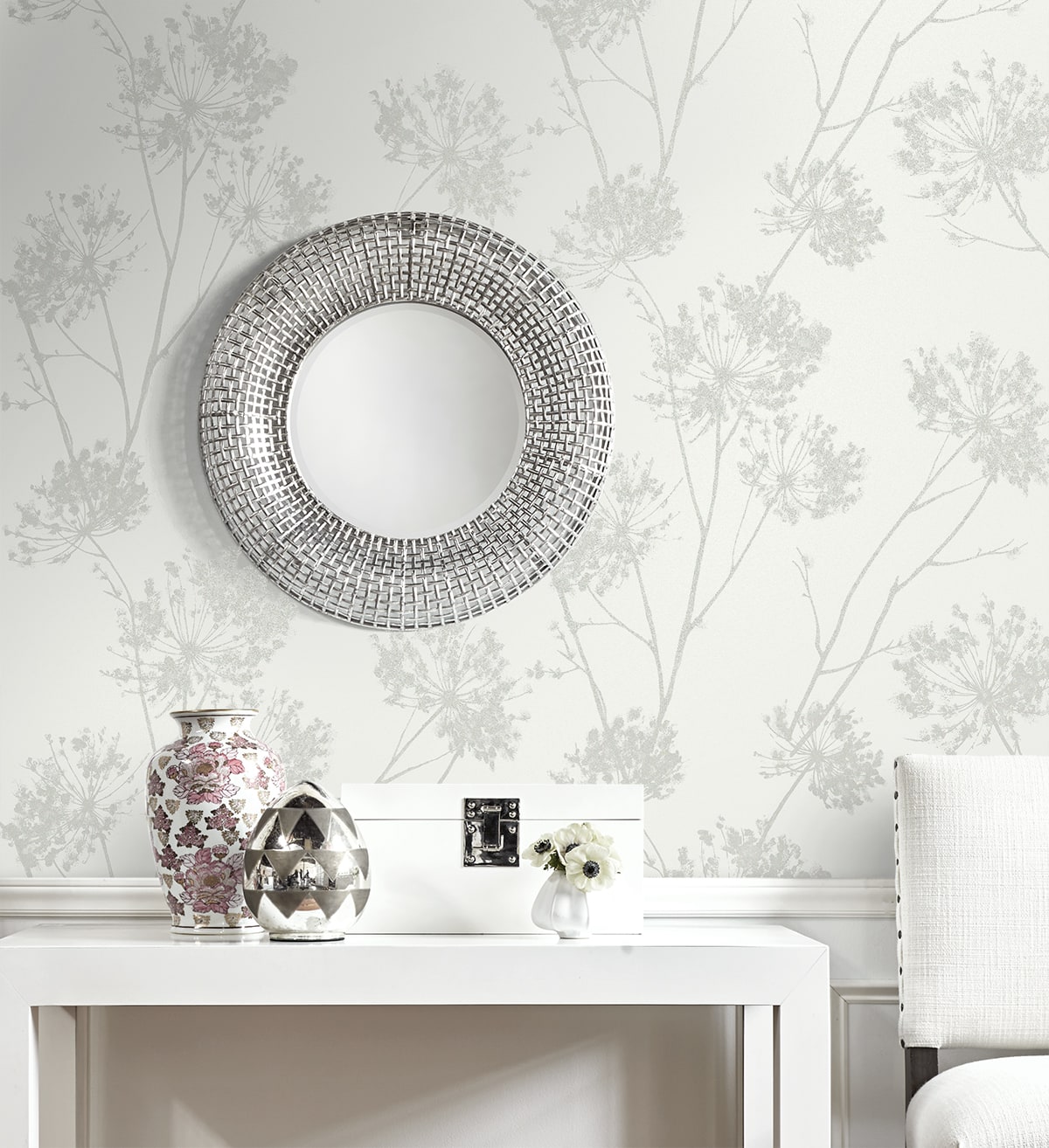 Wild Grass Glass Beaded Botanical Unpasted Wallpaper
