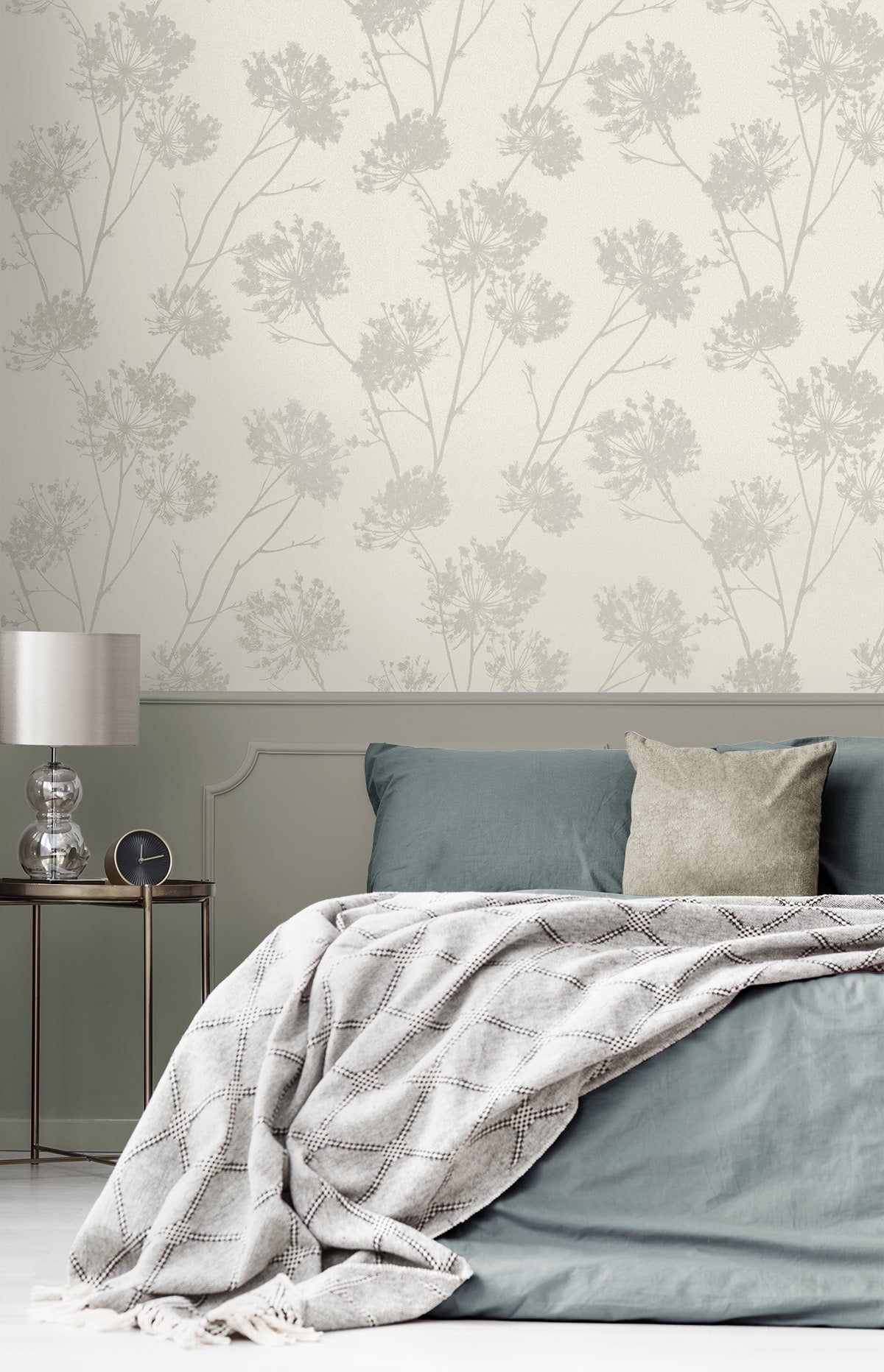 Wild Grass Glass Beaded Botanical Unpasted Wallpaper