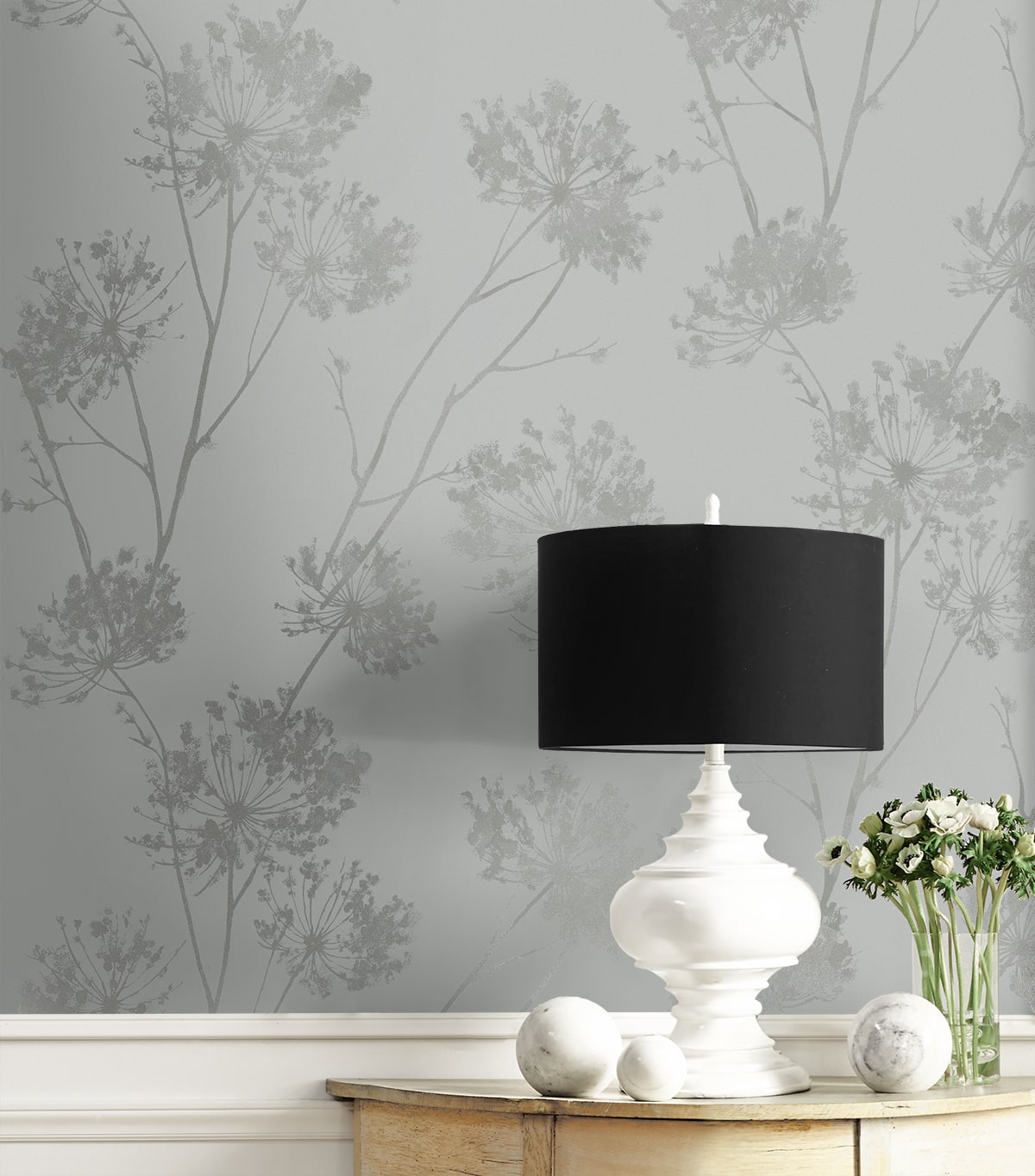 Wild Grass Glass Beaded Botanical Unpasted Wallpaper