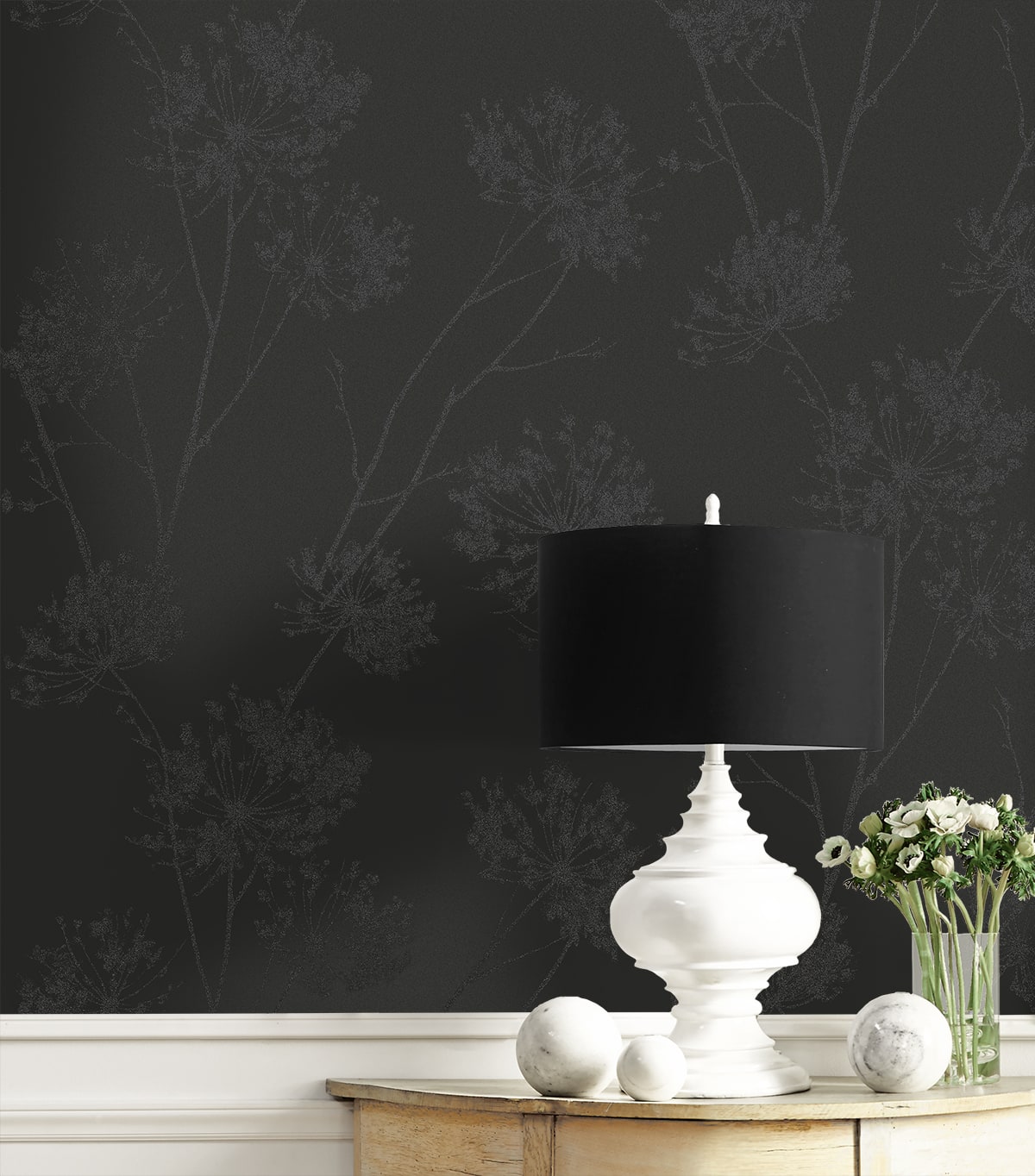 Wild Grass Glass Beaded Botanical Unpasted Wallpaper