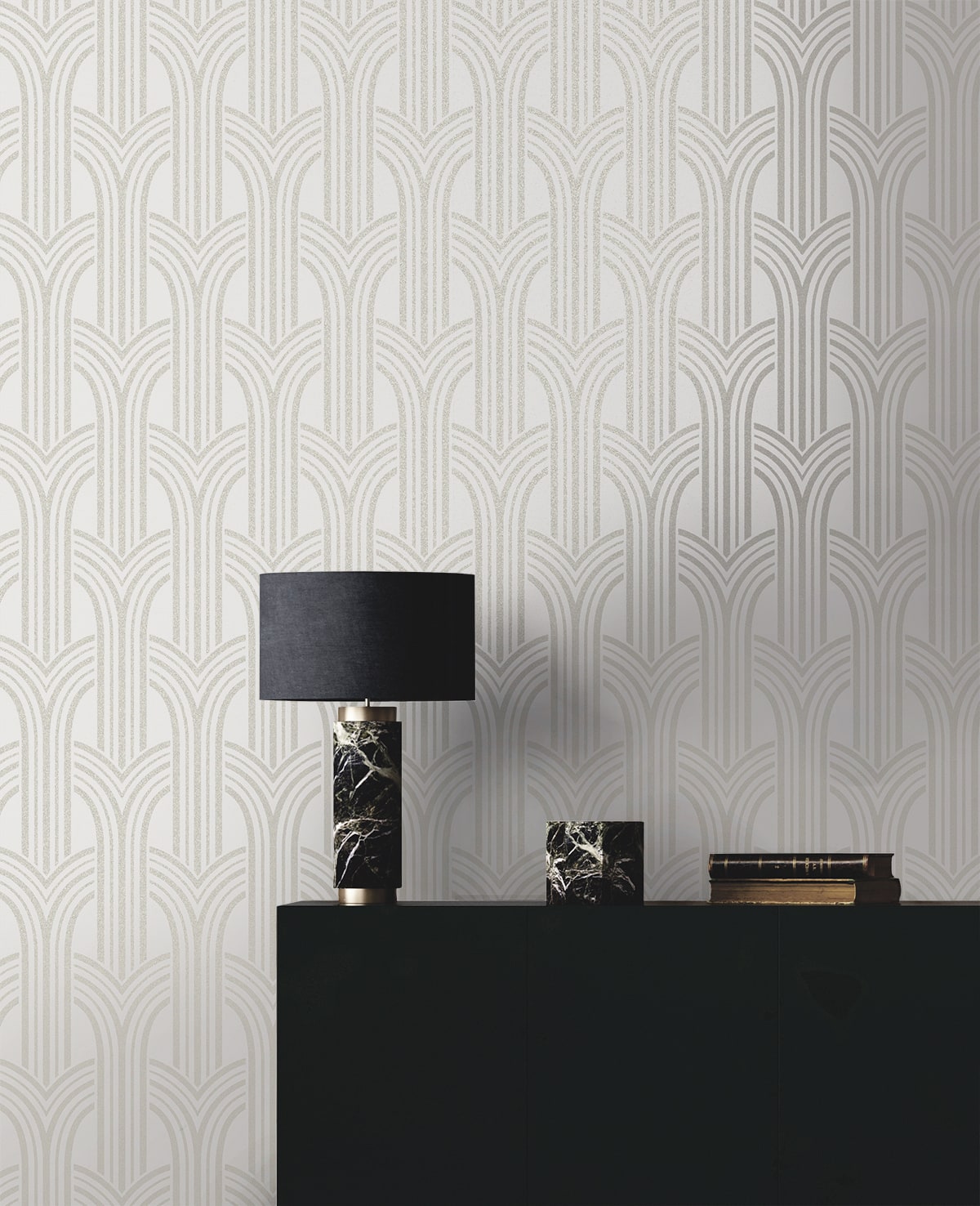 Deco Arches Glass Beaded Geometric Unpasted Wallpaper