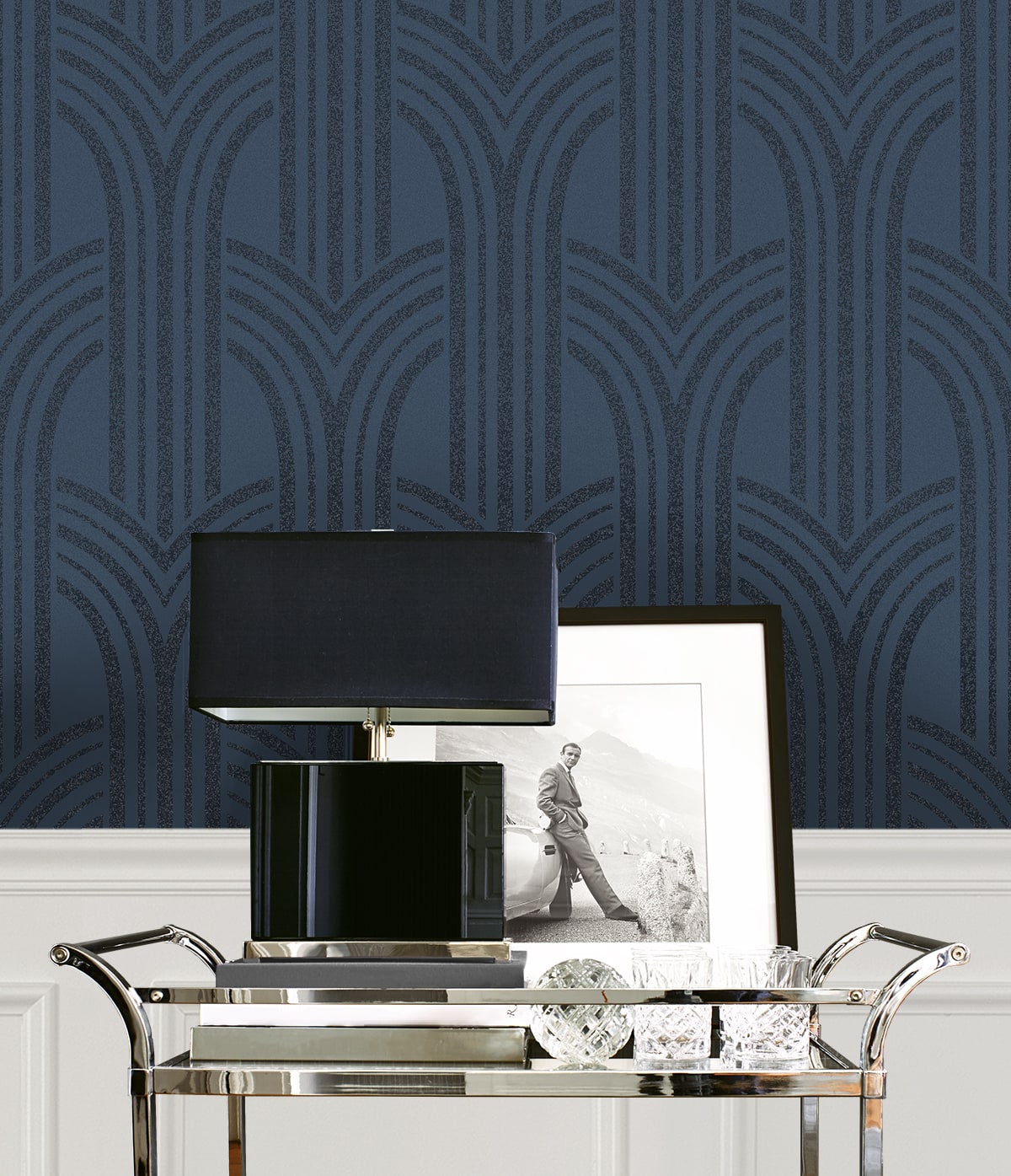 Deco Arches Glass Beaded Geometric Unpasted Wallpaper