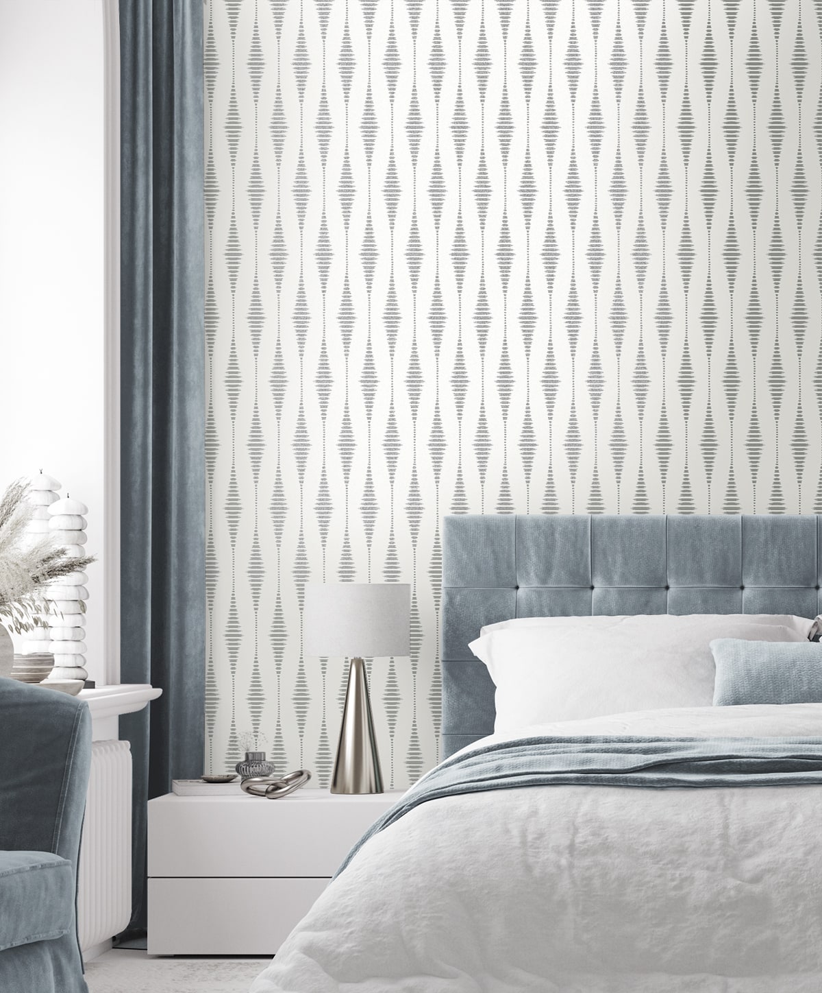 Diamond Stripe Glass Beaded Geometric Unpasted Wallpaper