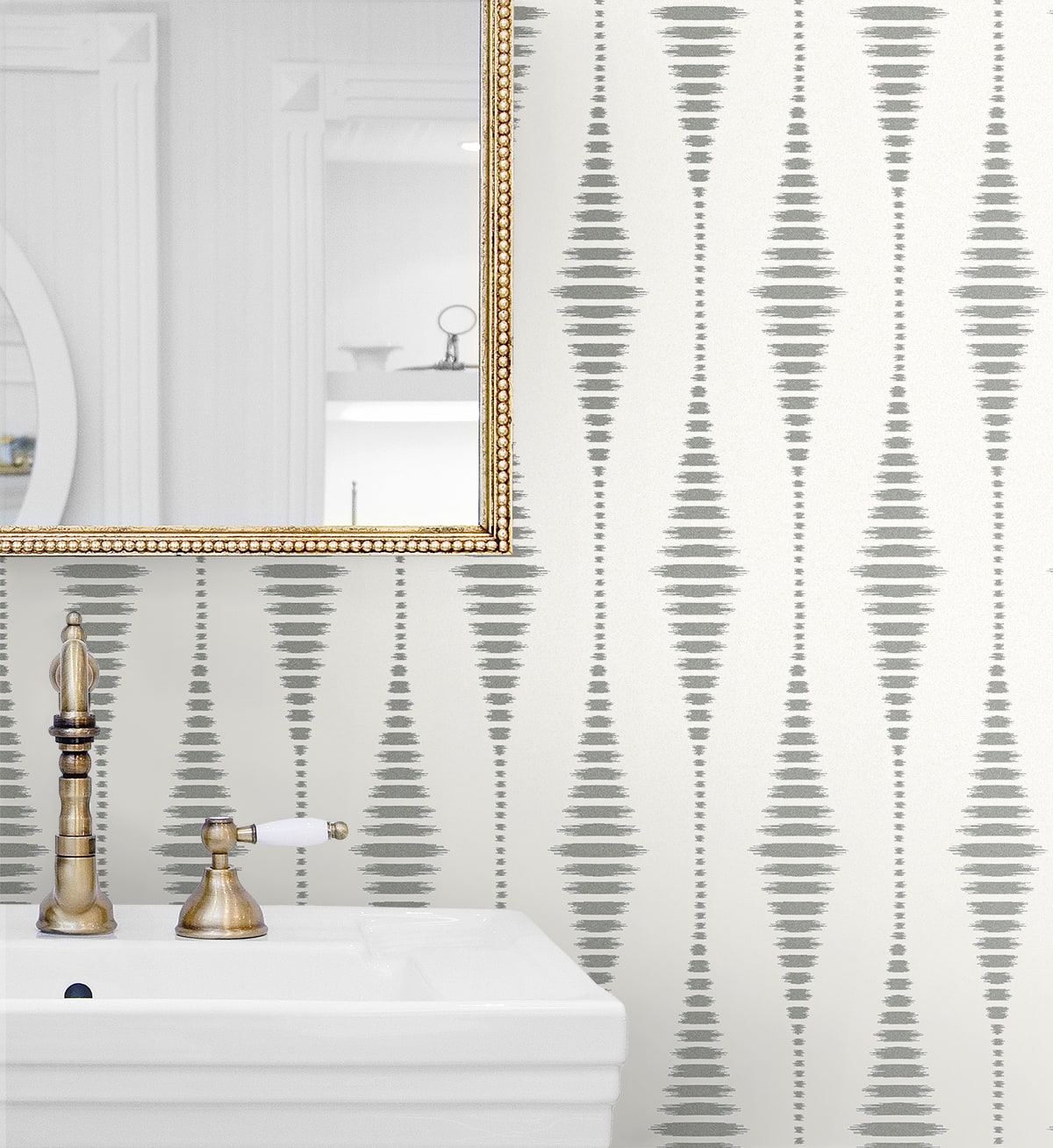 Diamond Stripe Glass Beaded Geometric Unpasted Wallpaper