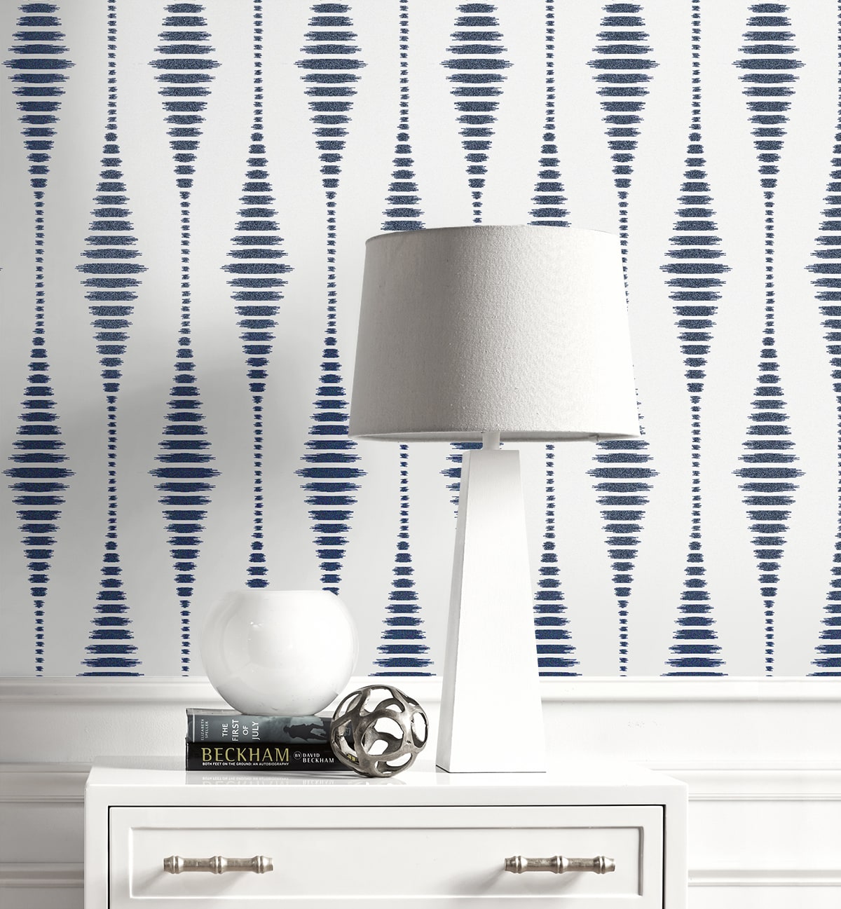Diamond Stripe Glass Beaded Geometric Unpasted Wallpaper