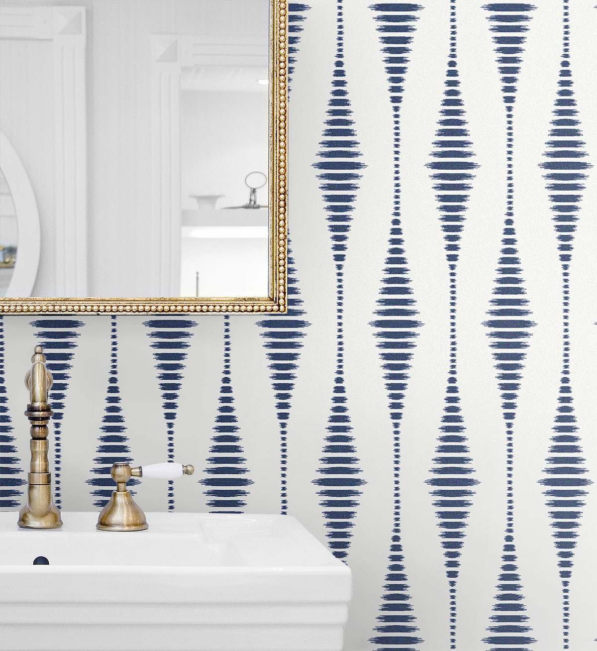 Diamond Stripe Glass Beaded Geometric Unpasted Wallpaper