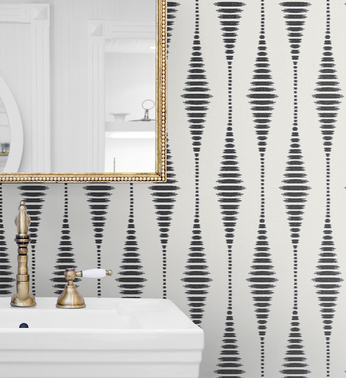 Diamond Stripe Glass Beaded Geometric Unpasted Wallpaper