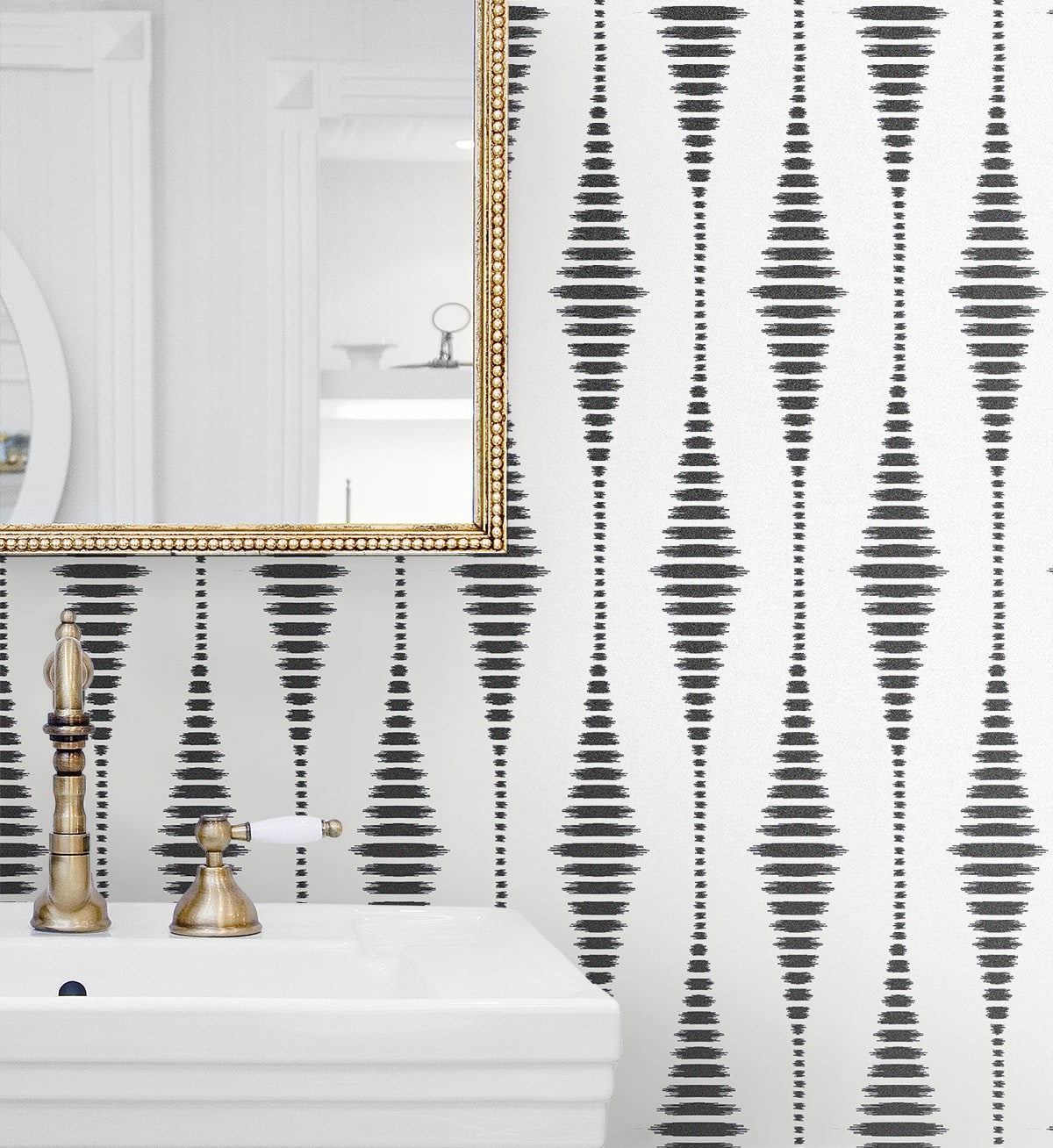 Diamond Stripe Glass Beaded Geometric Unpasted Wallpaper