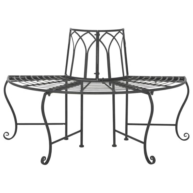 Half-Circle, Outdoor, Patio, Garden, Tree Bench - Black