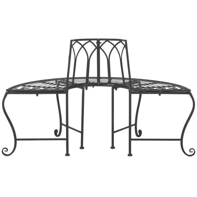 Half-Circle, Outdoor, Patio, Garden, Tree Bench - Black
