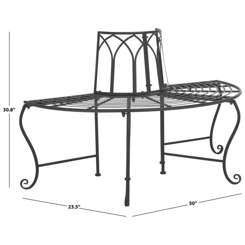Half-Circle, Outdoor, Patio, Garden, Tree Bench - Black